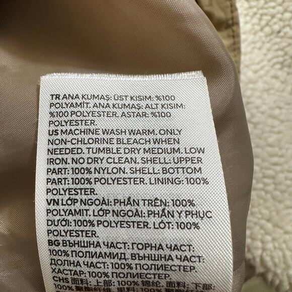 Y2K H&M Men’s Sherpa Fleece Jacket Regular Fit Cream Brown Size Small Gorpcore - Picture 10 of 10